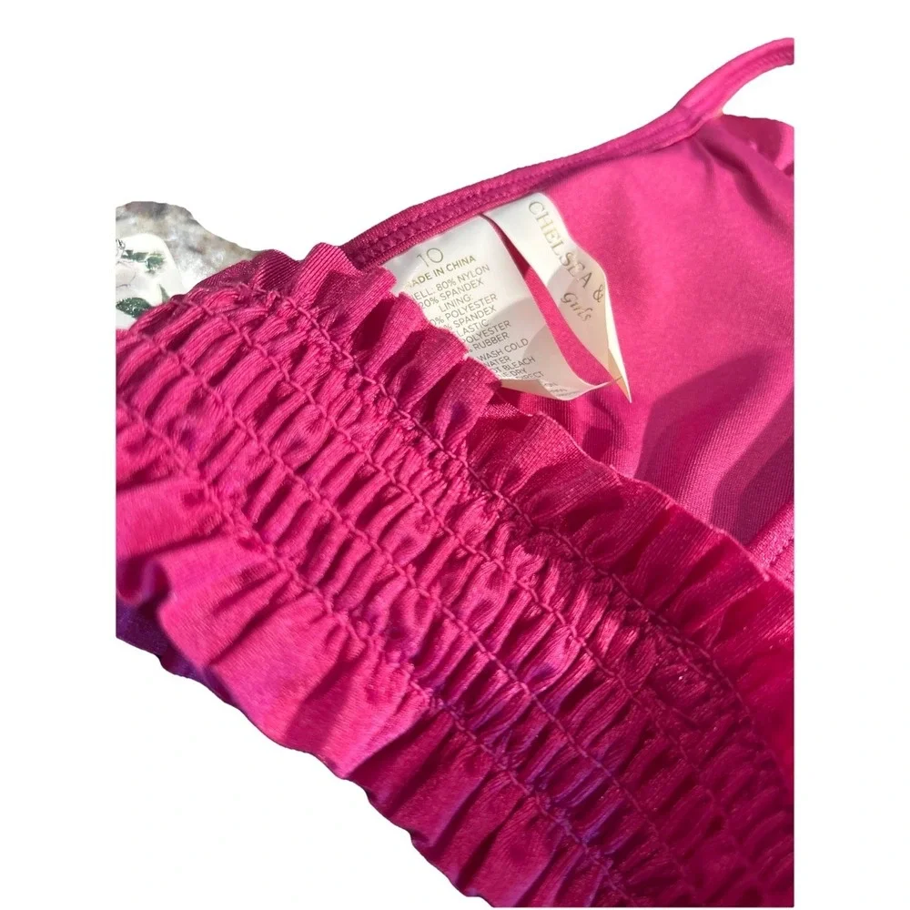 Chelsea & Violet Swim Suit Girl's 10 Magenta‎ Pink Two-Piece Ruffle Bikini NWT
